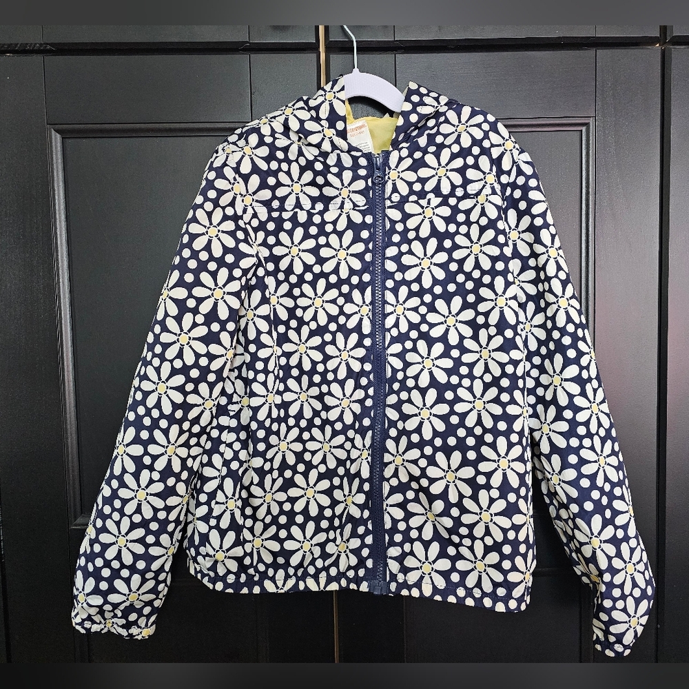 Gymboree Girls Hooded Lined Windbreaker- Daisy- Size L (10/12)